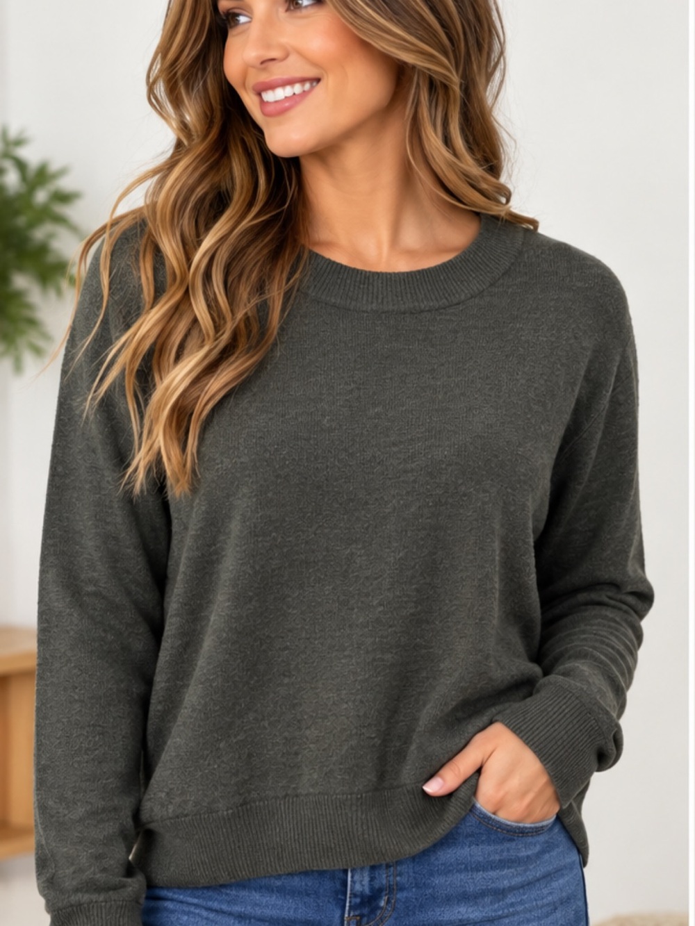 Sag Harbor Gray Crewneck Sweater Women’s Small Lightweight Knit